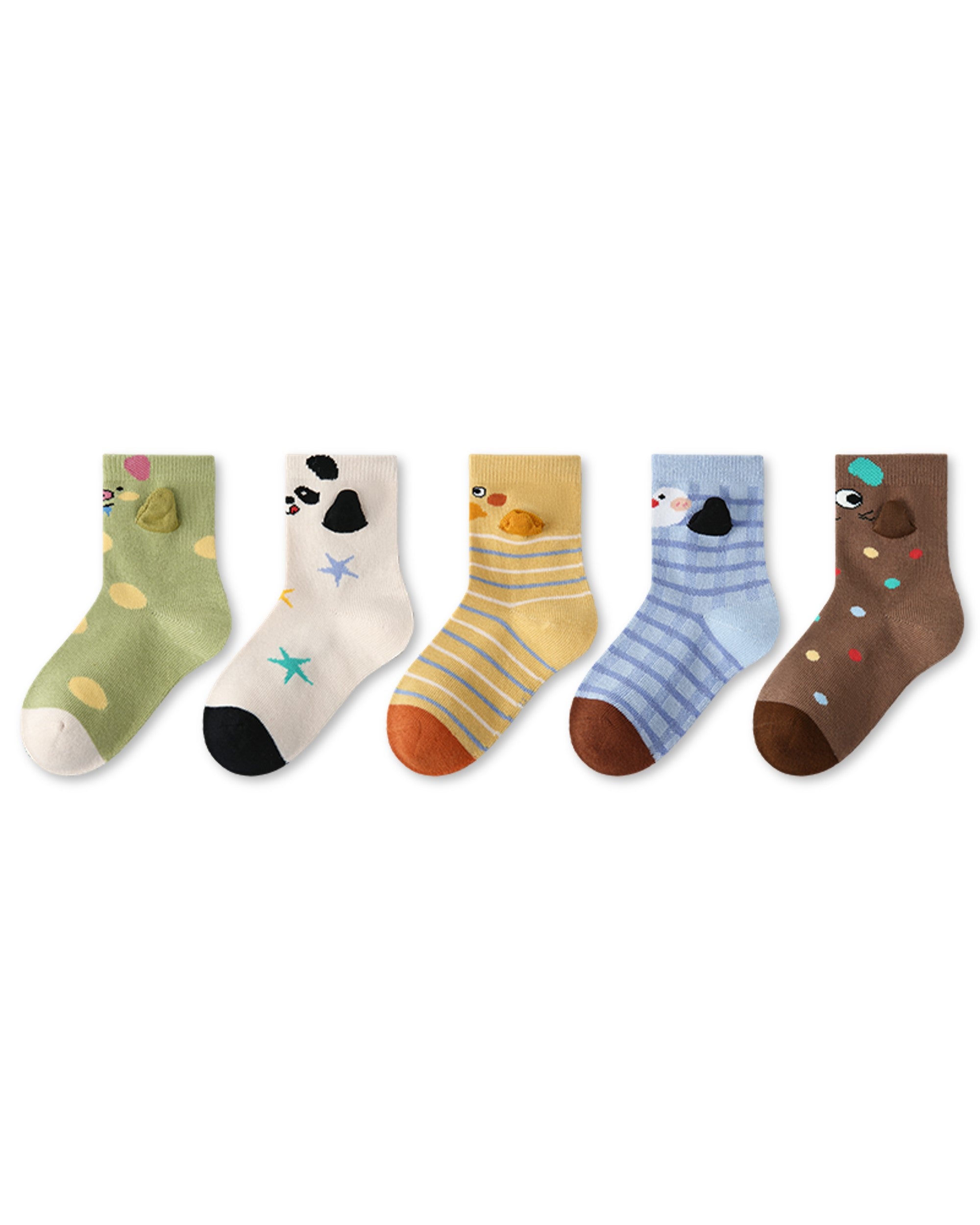 5 Pack Kids 3D Animal Friends Cotton Crew Socks