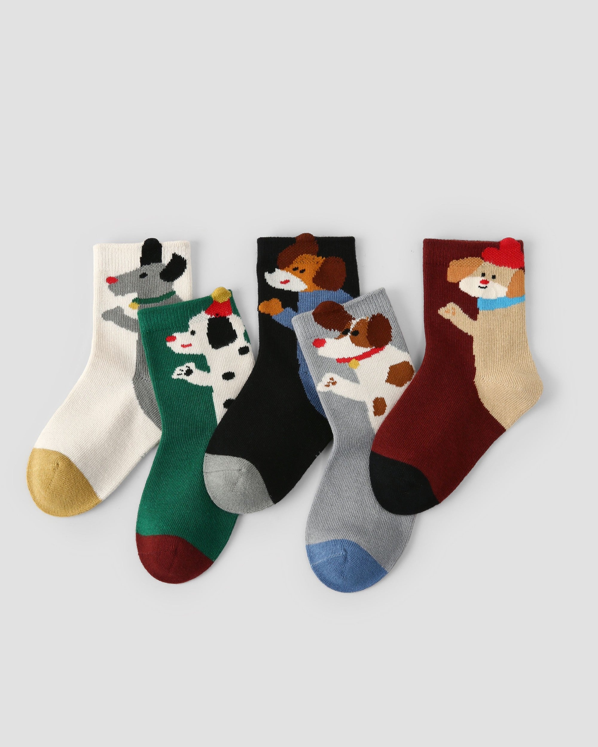 5 Pack Kids 3D Dog Cotton Crew Socks