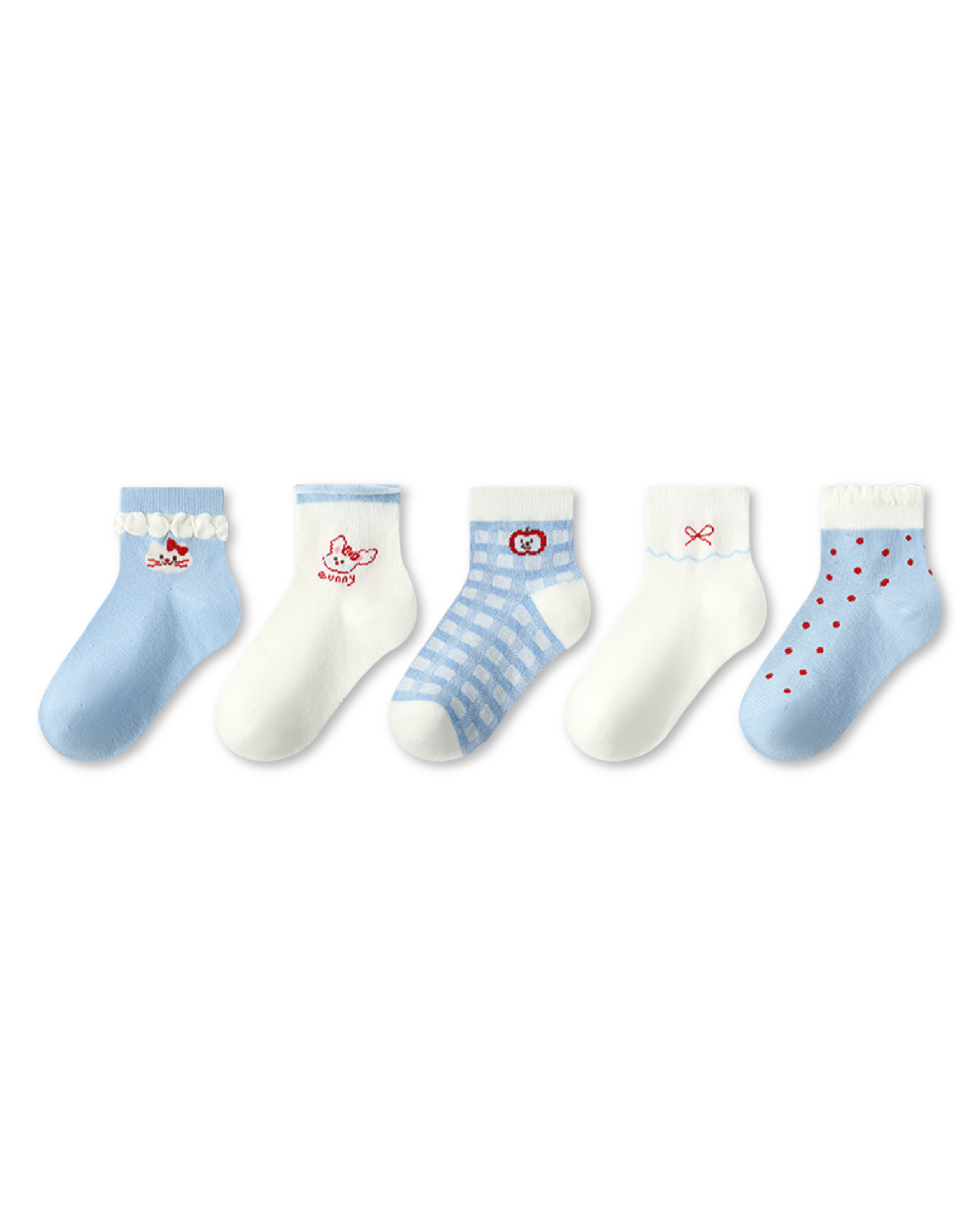 5 Pack Kids Ankle Socks Cute Blue Academy Breathable Sweet Socks