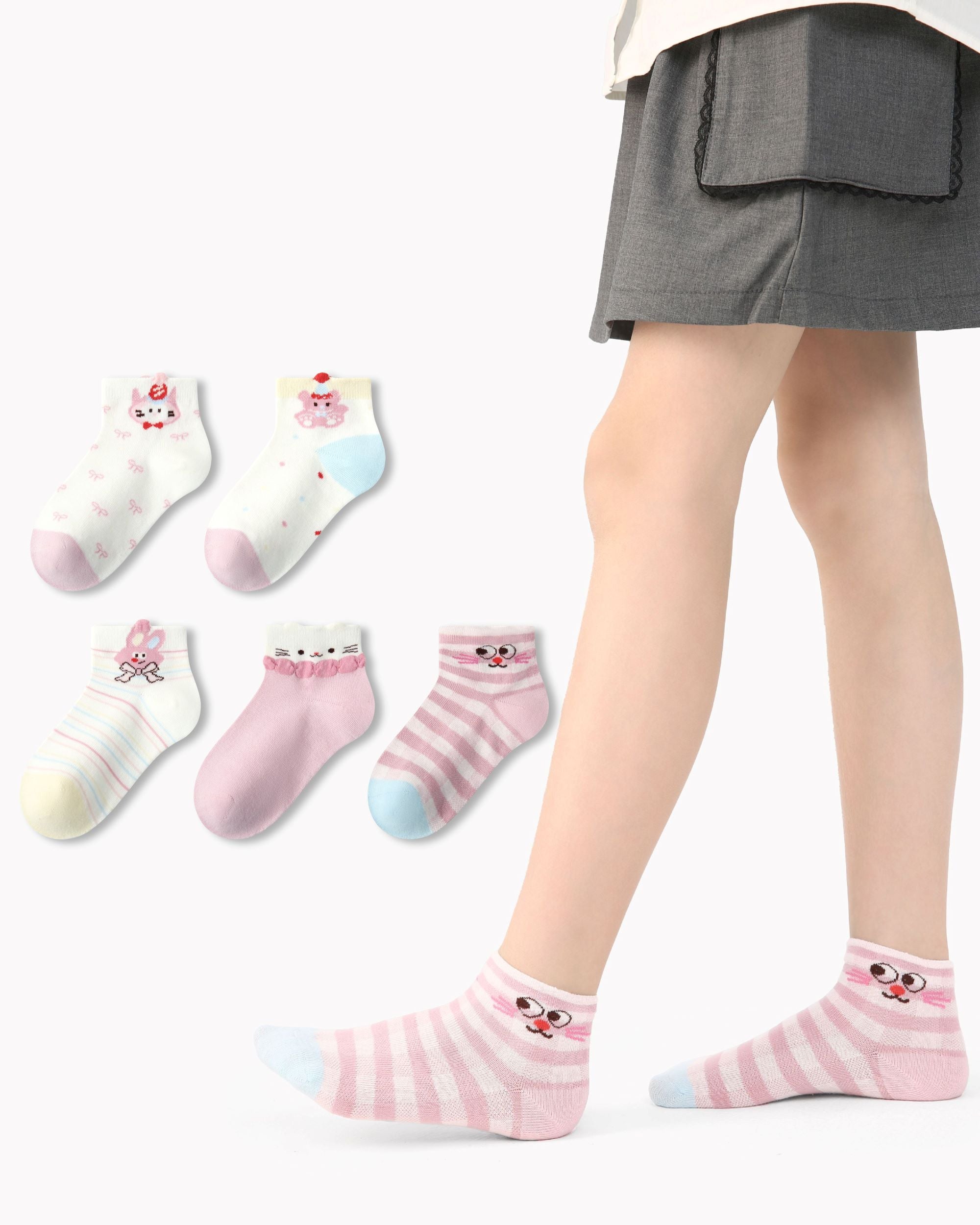 5 Pack Kids Ankle Socks Milk Candy Paradise Cute Sweet Socks - SWEET NANA Main image