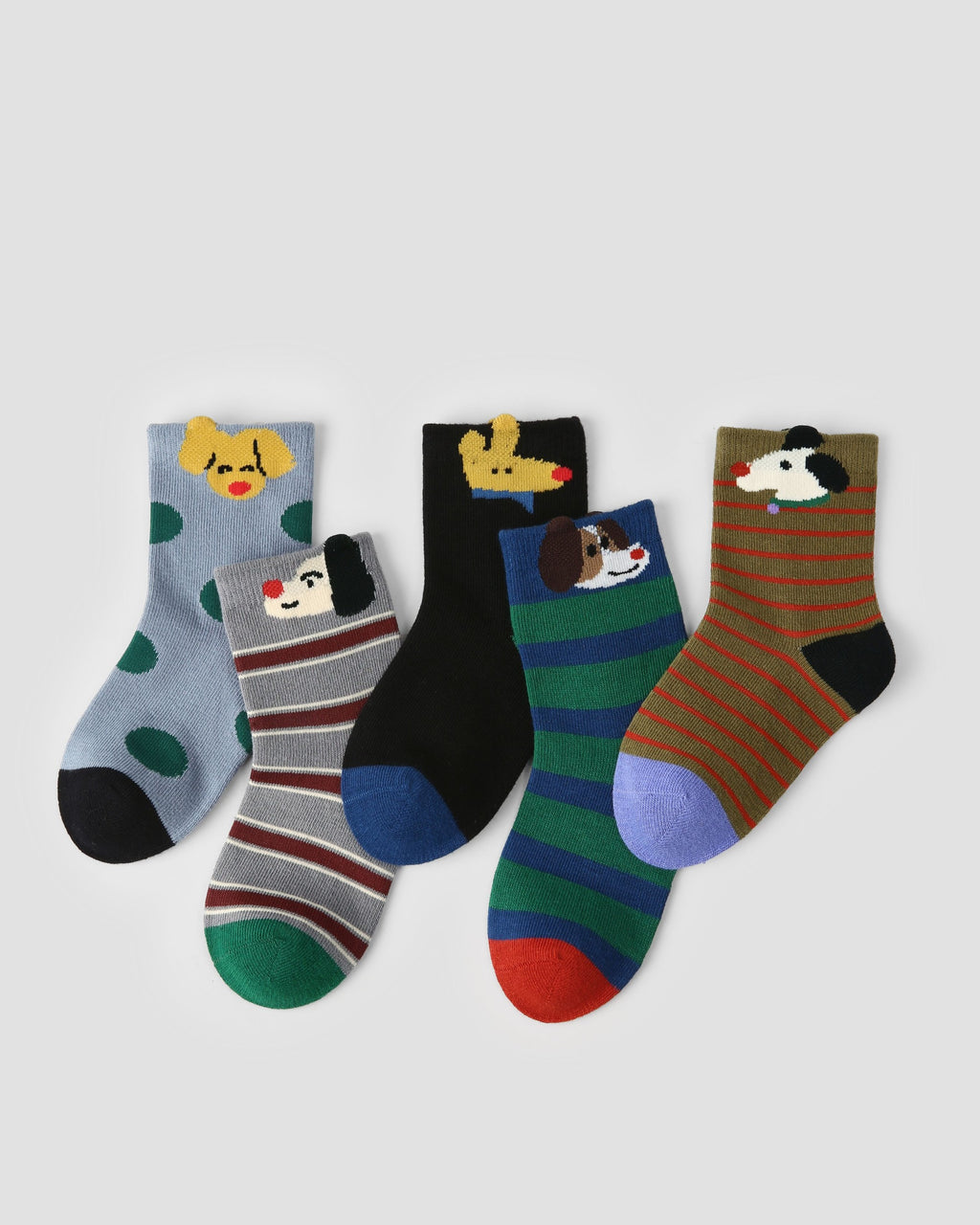 5 Pack Kids Colorful 3D Puppy Cotton Crew Socks