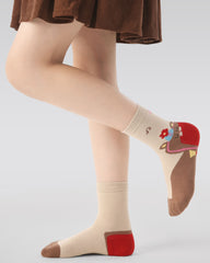 5 Pack Kids Crew Socks Adorable Animal Concert Heart Music Pattern