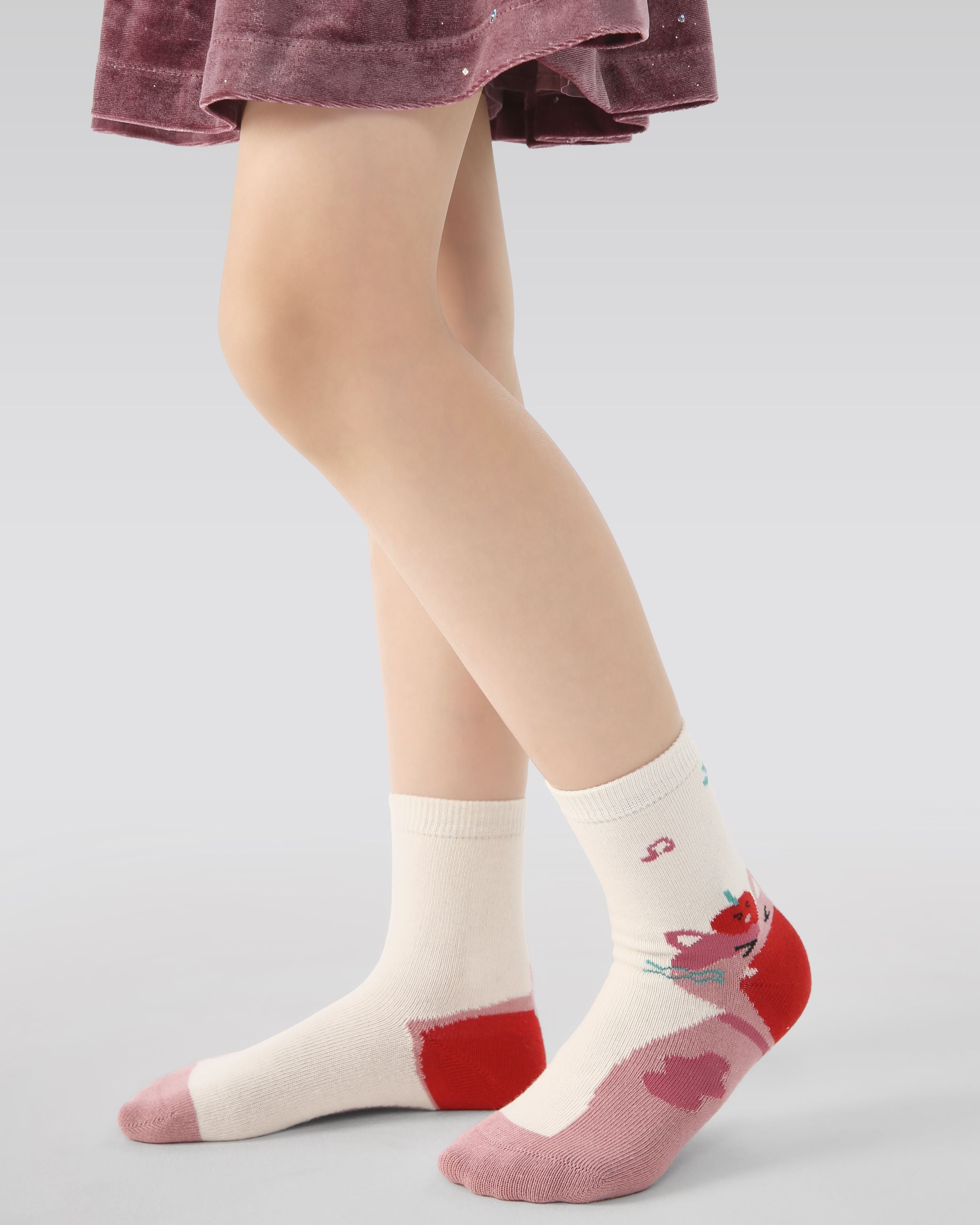 5 Pack Kids Crew Socks Adorable Animal Concert Heart Music Pattern