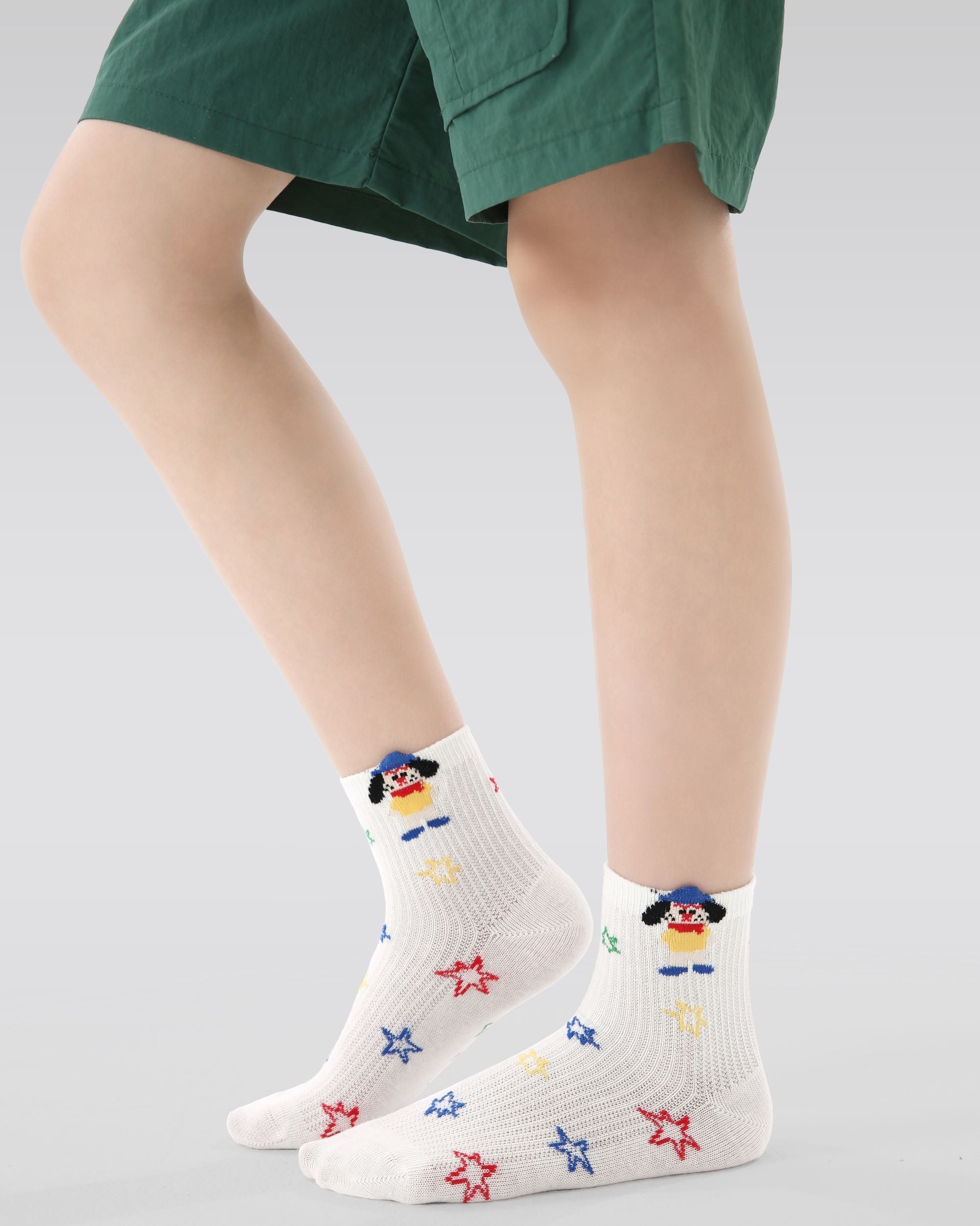 5 Pack Kids Crew Socks Colorful Puppy Mesh Breathable Fun Socks