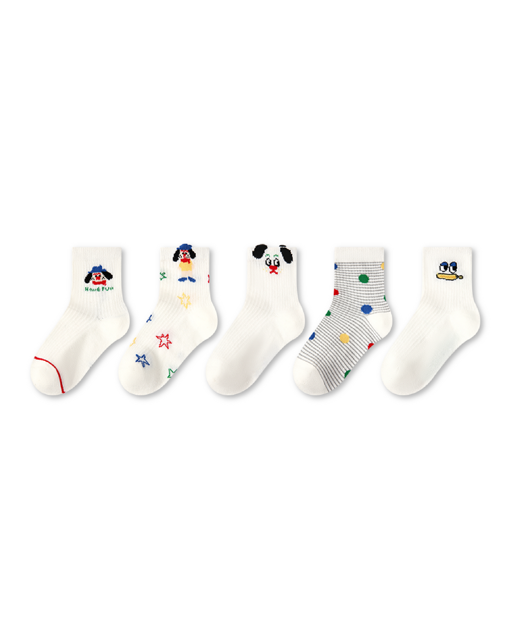 5 Pack Kids Crew Socks Colorful Puppy Mesh Breathable Fun Socks - SWEET NANA