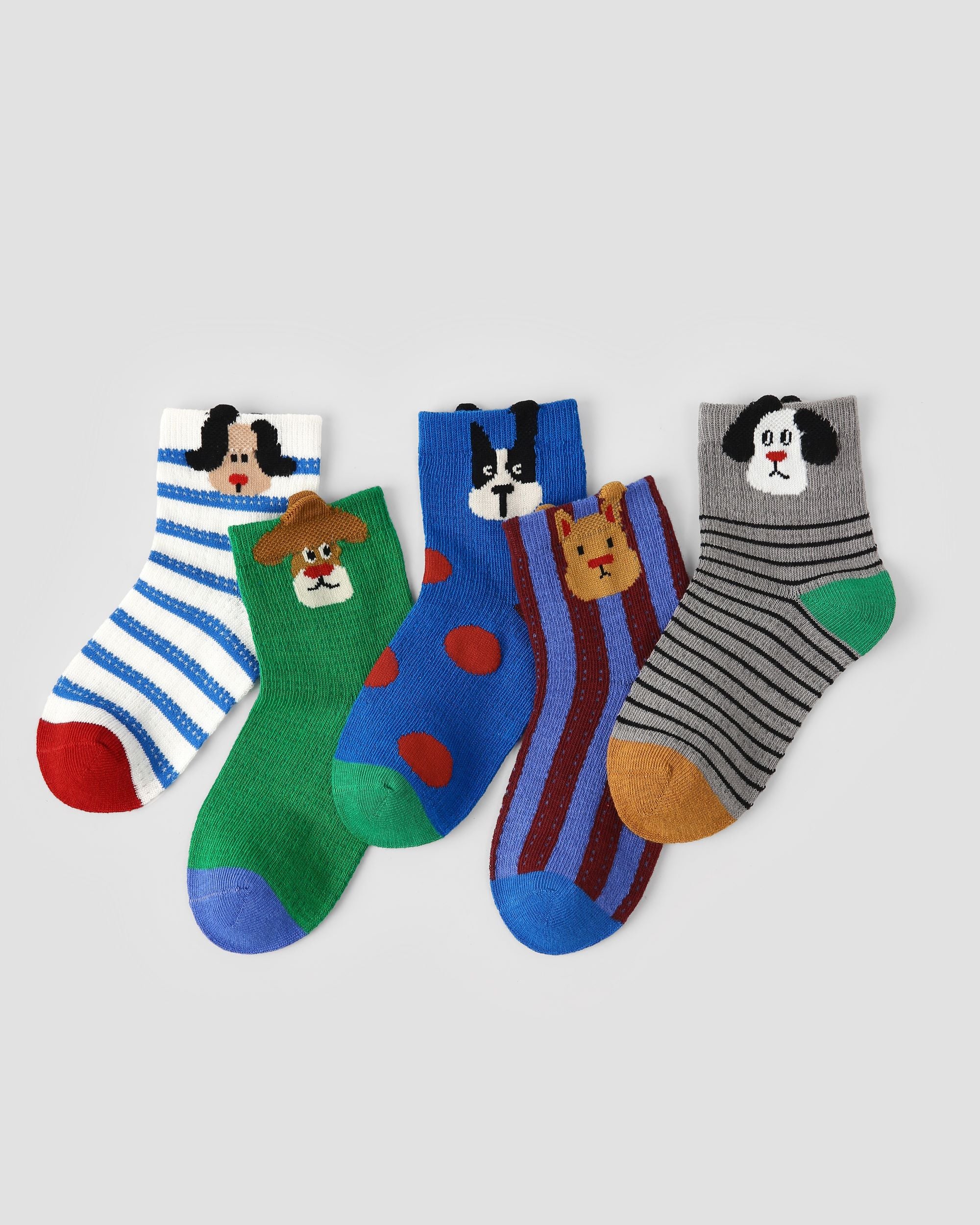 5 Pack Kids Crew Socks Cool Dog Planet Mesh Breathable Fun Socks - SWEET NANA