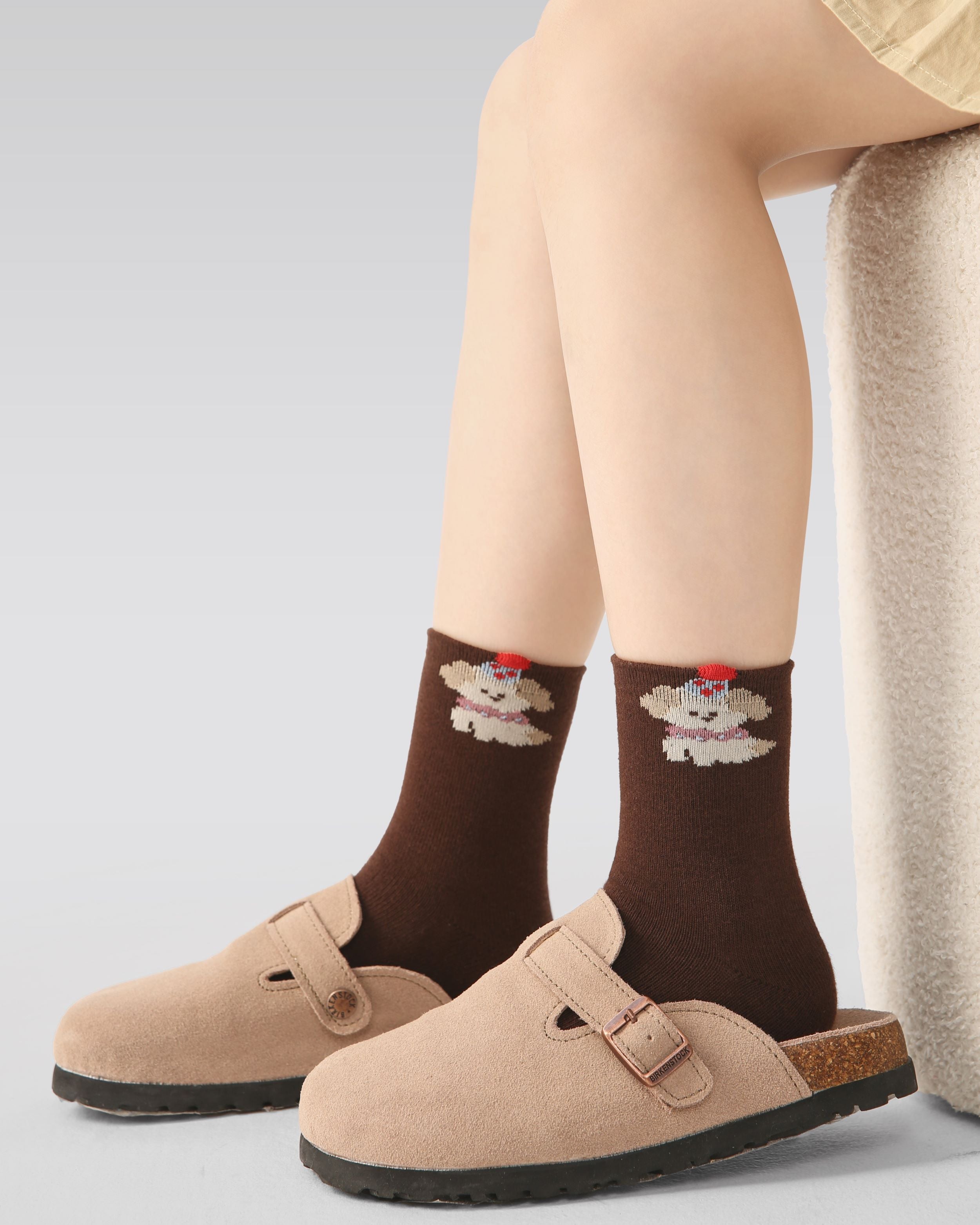 5 Pack Kids Crew Socks Cute Forest Creatures Puppy Bear Rabbit