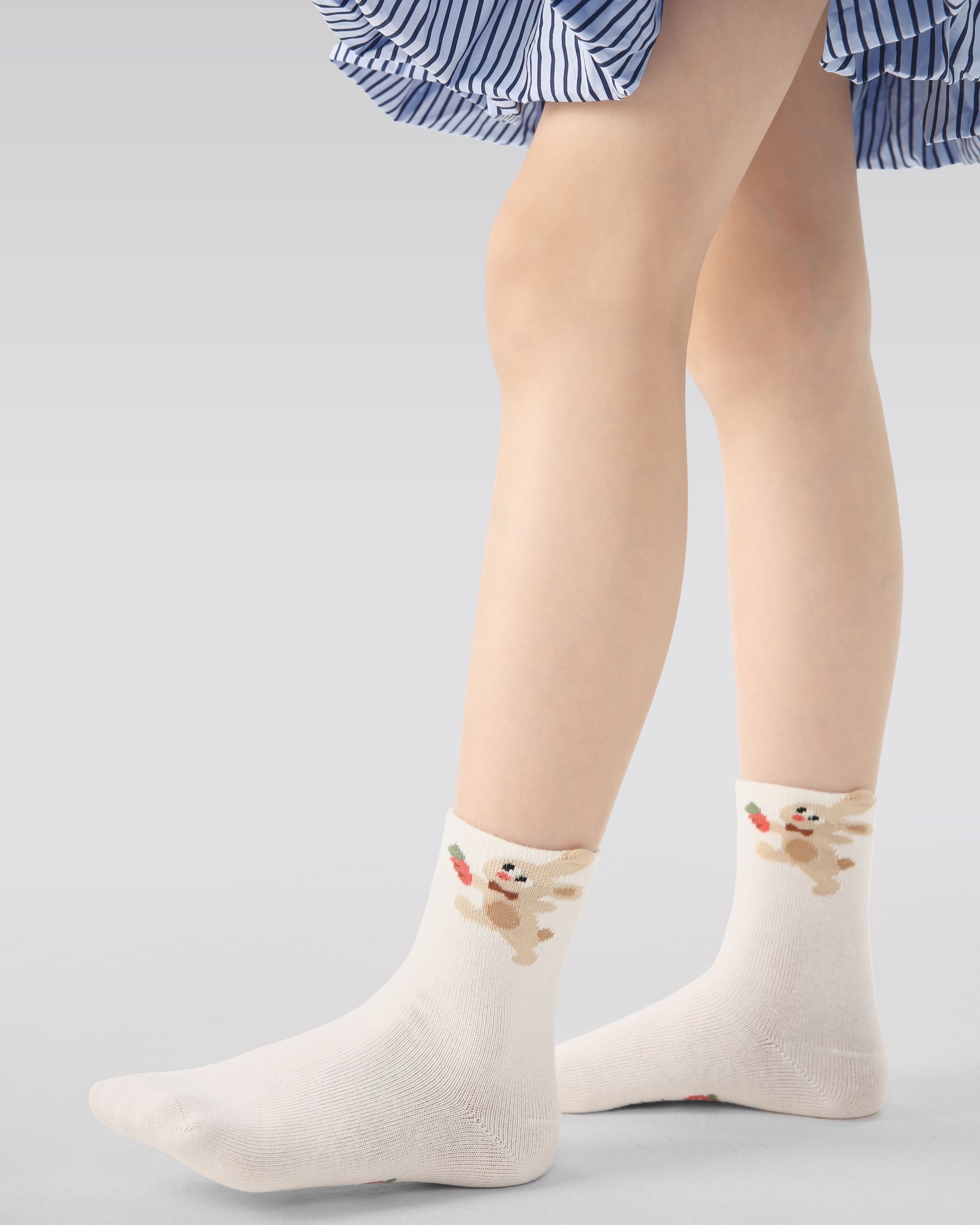 5 Pack Kids Crew Socks Cute Forest Creatures Puppy Bear Rabbit