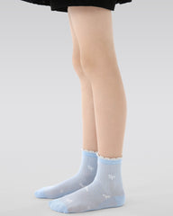 5 Pack Kids Crew Socks Light Blue Flower Language Mesh Breathable