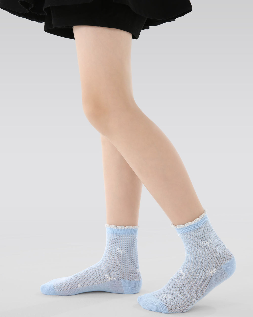5 Pack Kids Crew Socks Light Blue Flower Language Mesh Breathable - SWEET NANA
