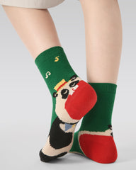 5 Pack Kids Crew Socks Singing Circus Cute Animal Pattern