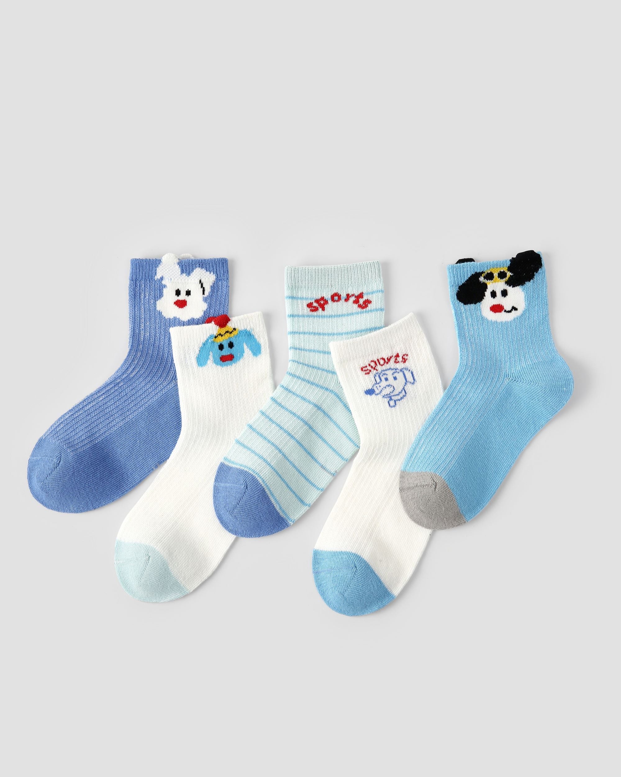 5 Pack Kids Crew Socks Sports Puppy Mesh Breathable Fun Socks - SWEET NANA