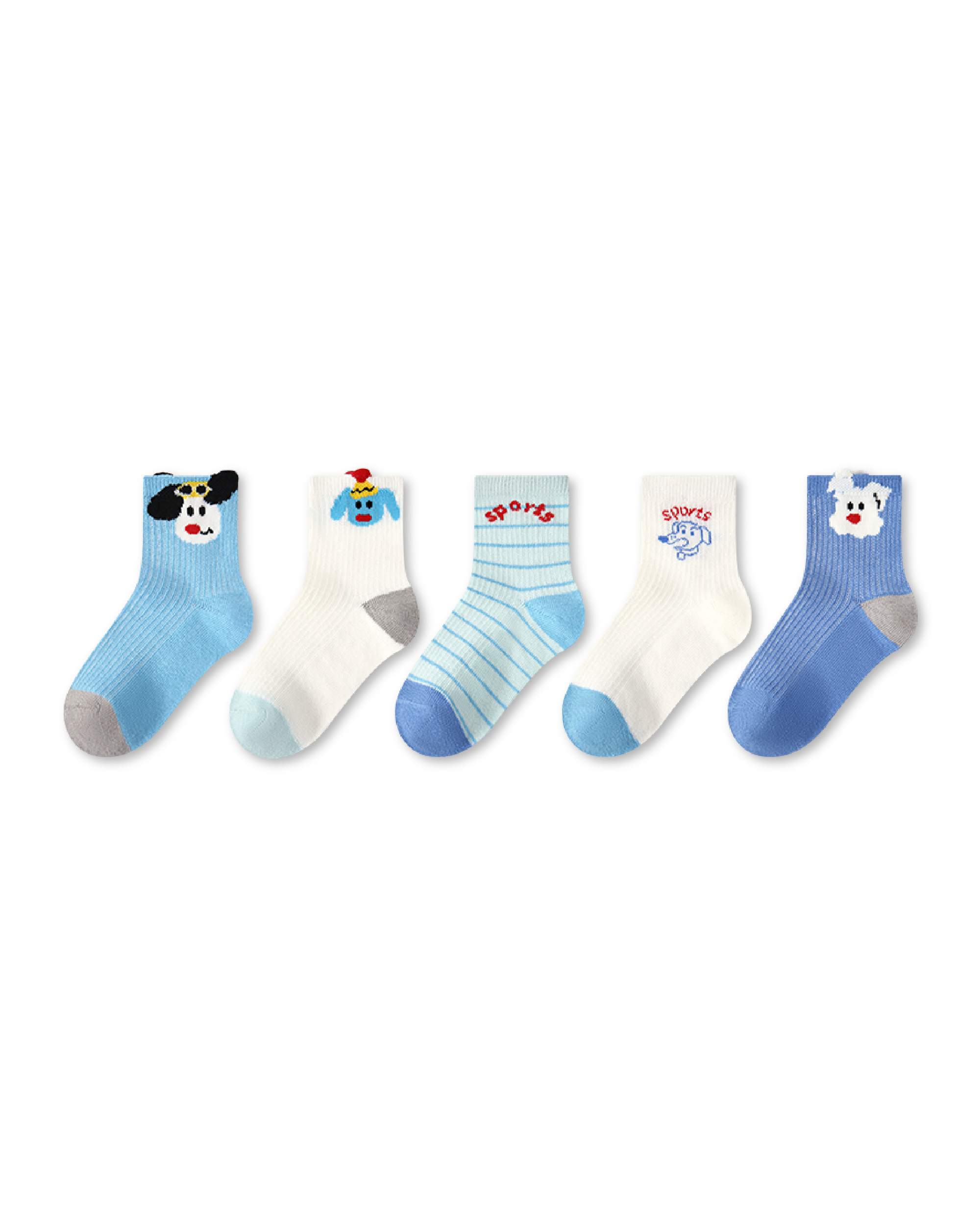 5 Pack Kids Crew Socks Sports Puppy Mesh Breathable Fun Socks