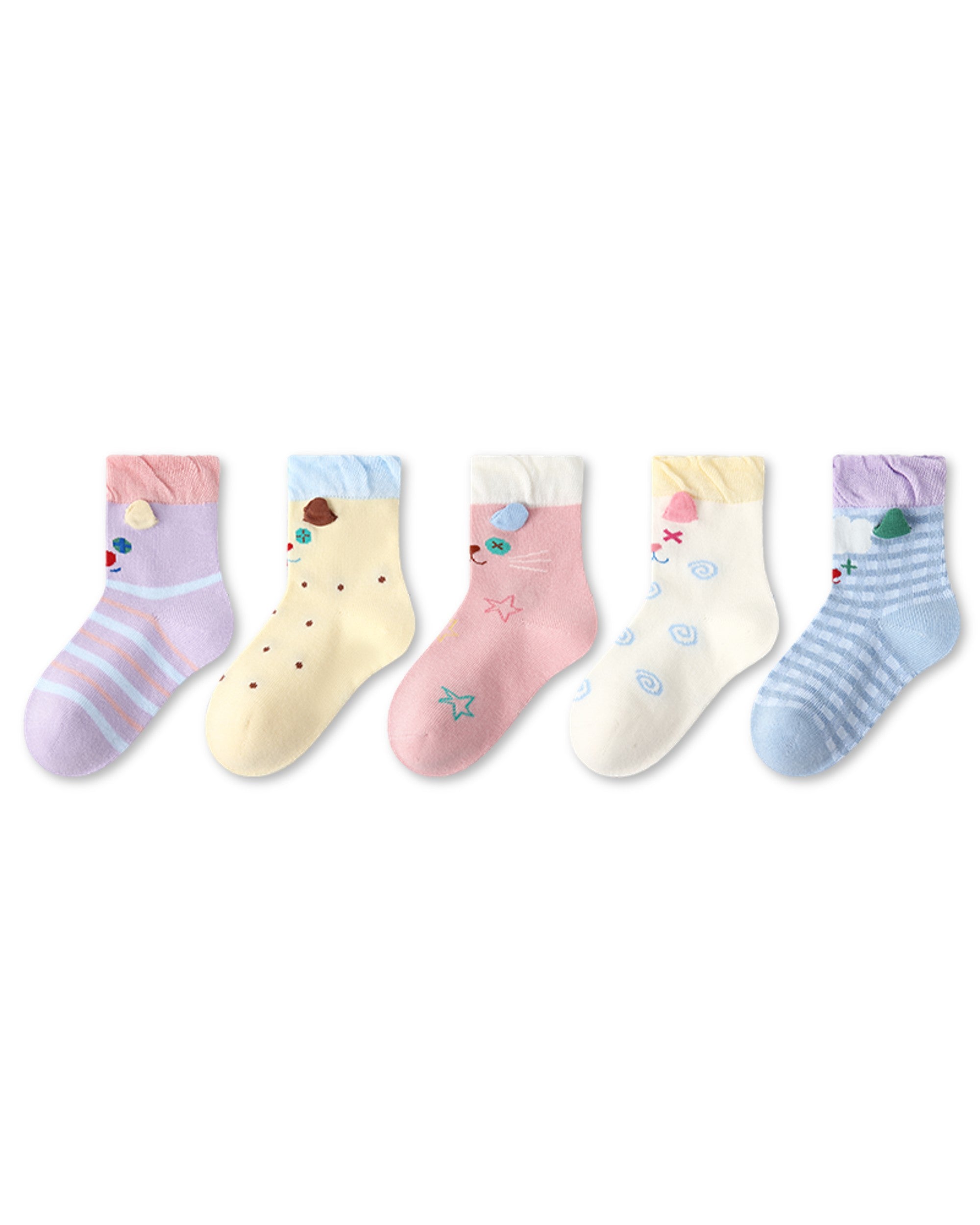 5 Pack Kids Pastel Animal Socks