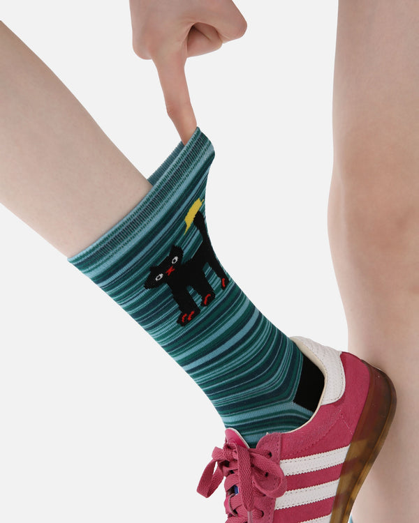 5 Pack Retro Cat and Dog Cotton Crew Socks