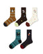 5 Pack Retro Cat and Dog Cotton Crew Socks