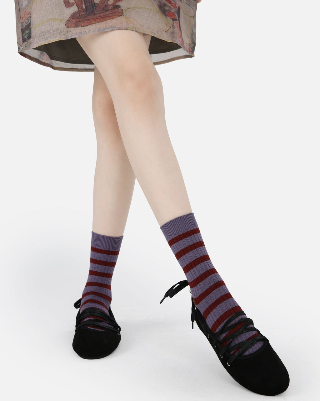 5팩 레트로 스트라이프 골지 코튼 크루 삭스