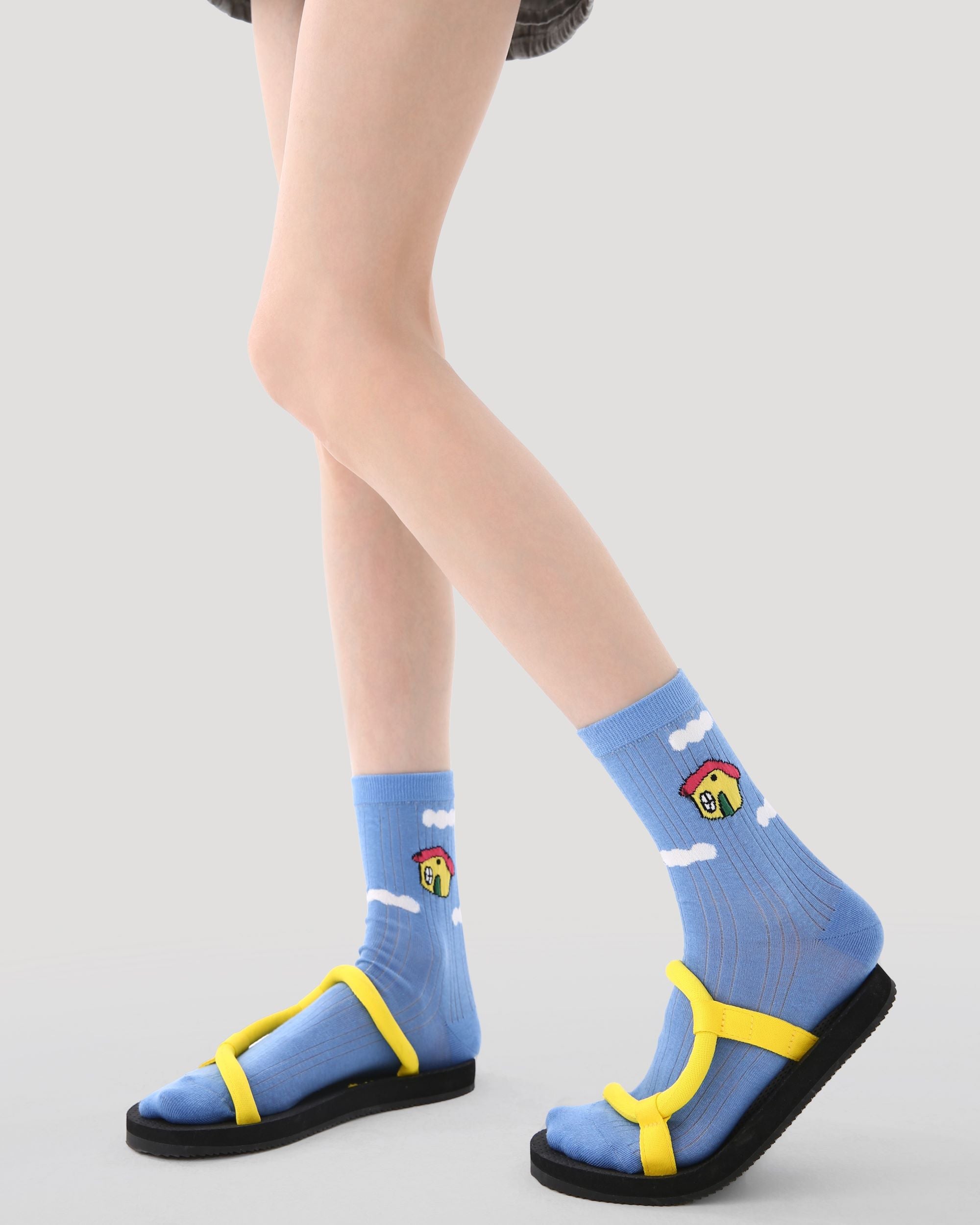 5 Pack Womens Crew Socks Fluffy Bunny Star Isle Pattern Fun Socks