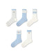 5 Pack Womens Crew Socks Soft Blue Isle Bunny Stripe Lace Rib Cute - SWEET NANA