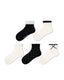 5 Pack Womens Ankle Socks Black White Ruffle Dot Cross Pattern Combed Cotton