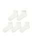 5 Pack Womens Ankle Socks Pure White Ruffle Pearl Dot Pattern Combed Cotton