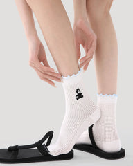 5 Pack Womens Crew Socks Blue Gray Wave Pattern Casual Everyday