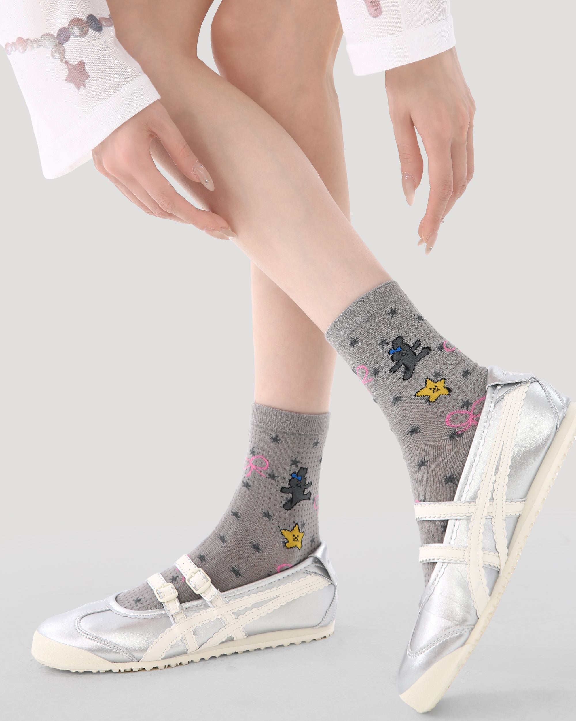 5 Pack Womens Crew Socks Fluffy Bunny Star Isle Pattern Fun Socks