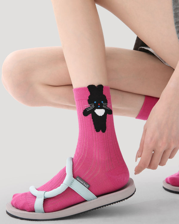 5 Pack Womens Crew Socks Fluffy Bunny Star Isle Pattern Fun Socks - SWEET NANA