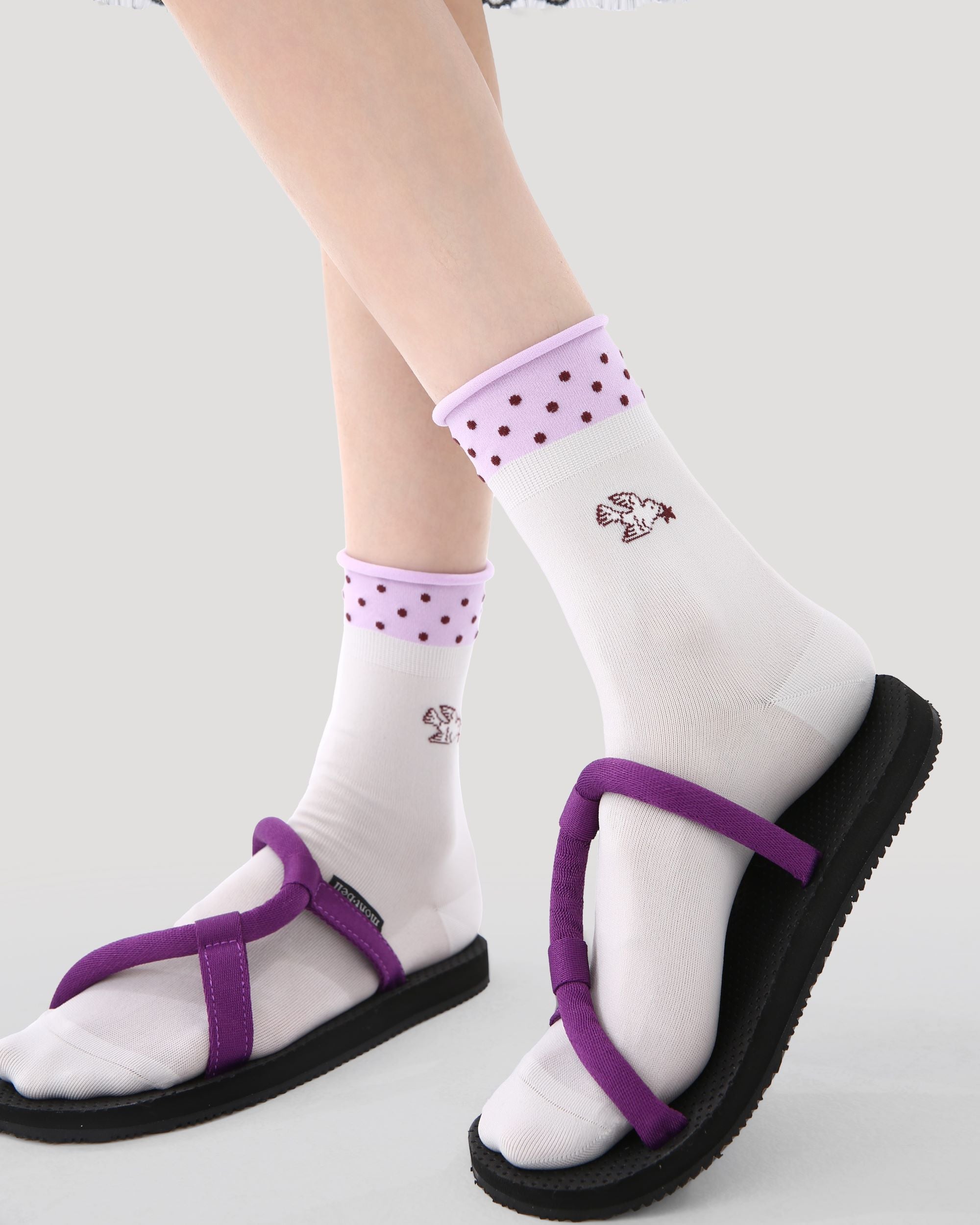 5 Pack Womens Crew Socks Grape Star Island Bow Bird Pattern Cute