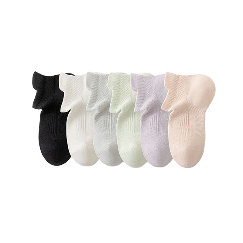 6-Pack Women's Cotton Thin Breathable Solid Color Casual Ankle Socks