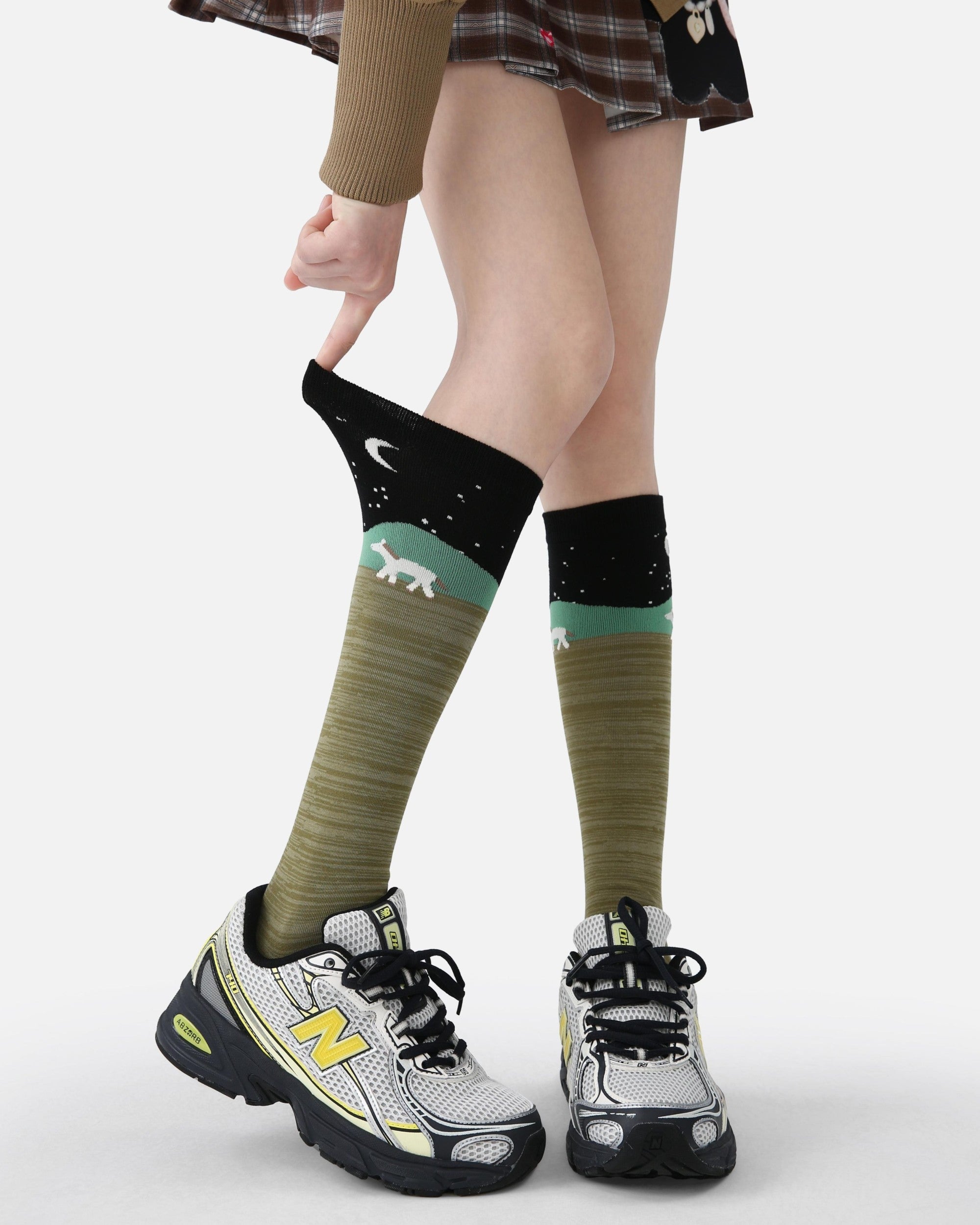 Animal Landscape Cotton Knee-High Socks