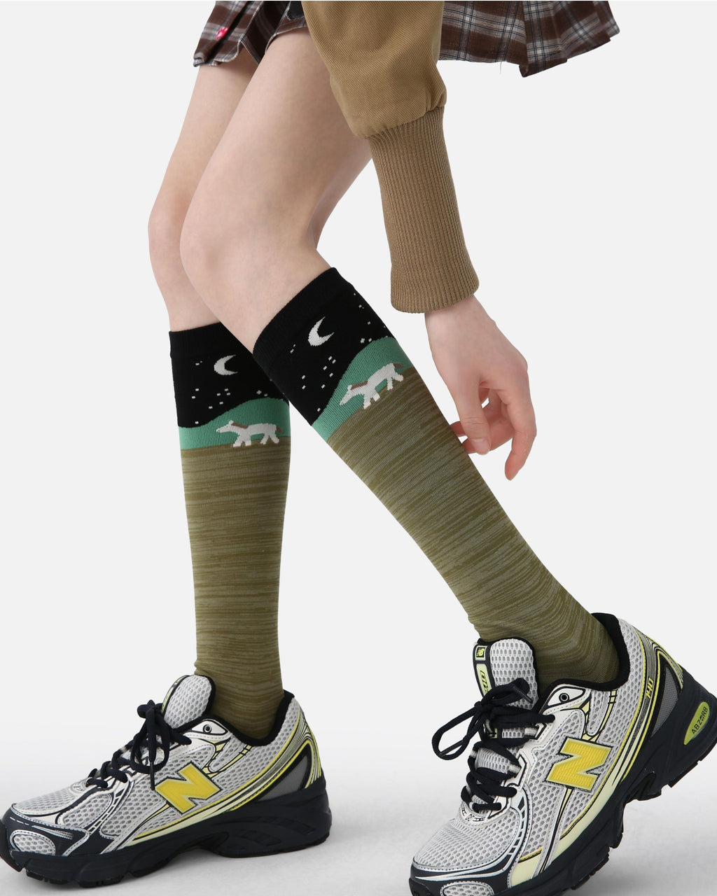 Animal Landscape Cotton Knee-High Socks