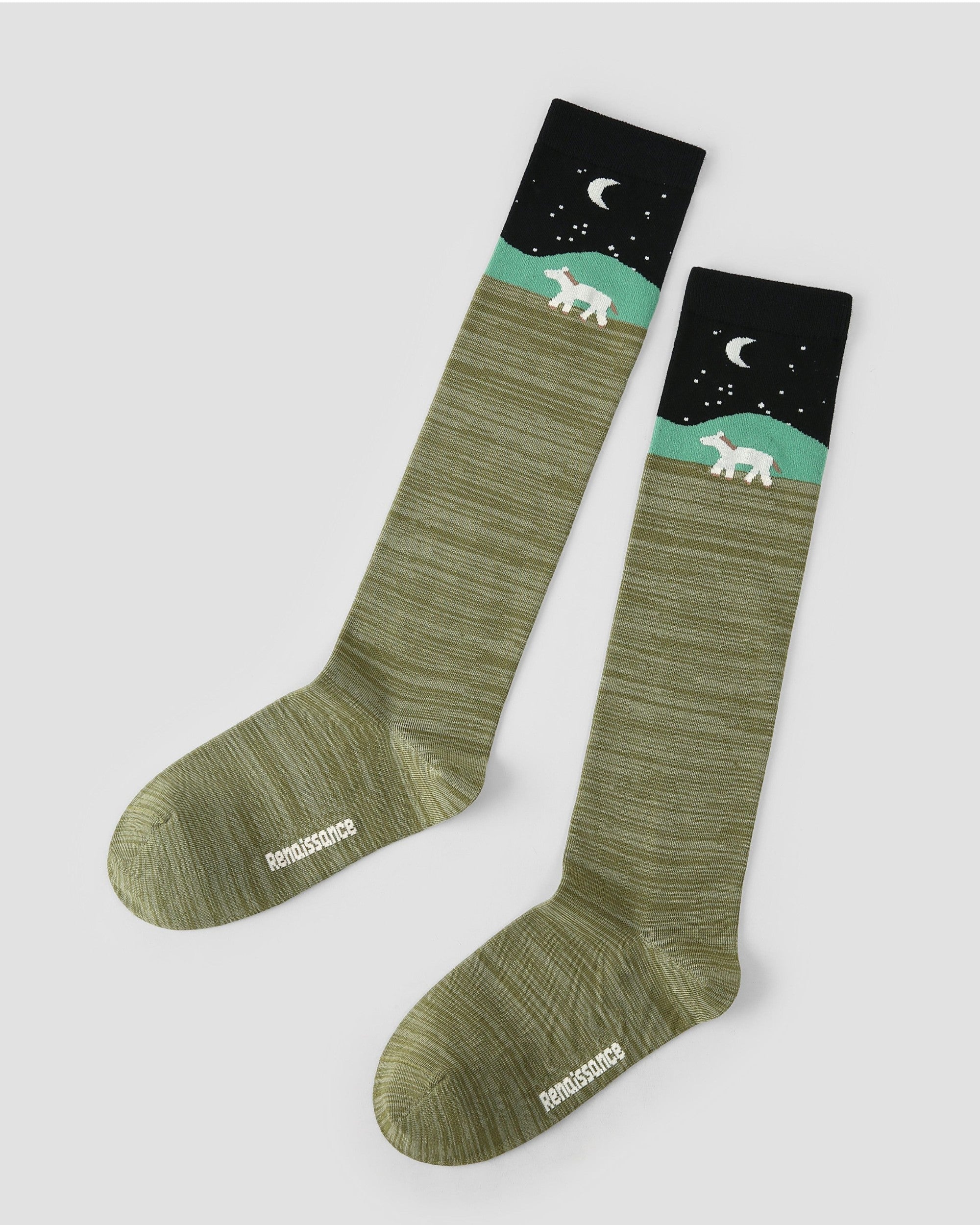 Animal Landscape Cotton Knee-High Socks