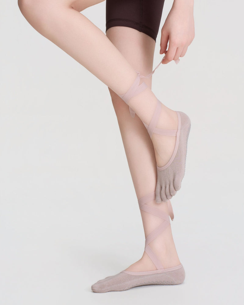 Ballet Ribbon Five Toe Grip Yoga Socks Secondary image