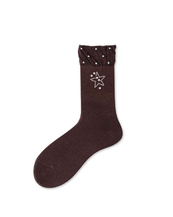 Beaded Star Ruffle Cotton Crew Socks