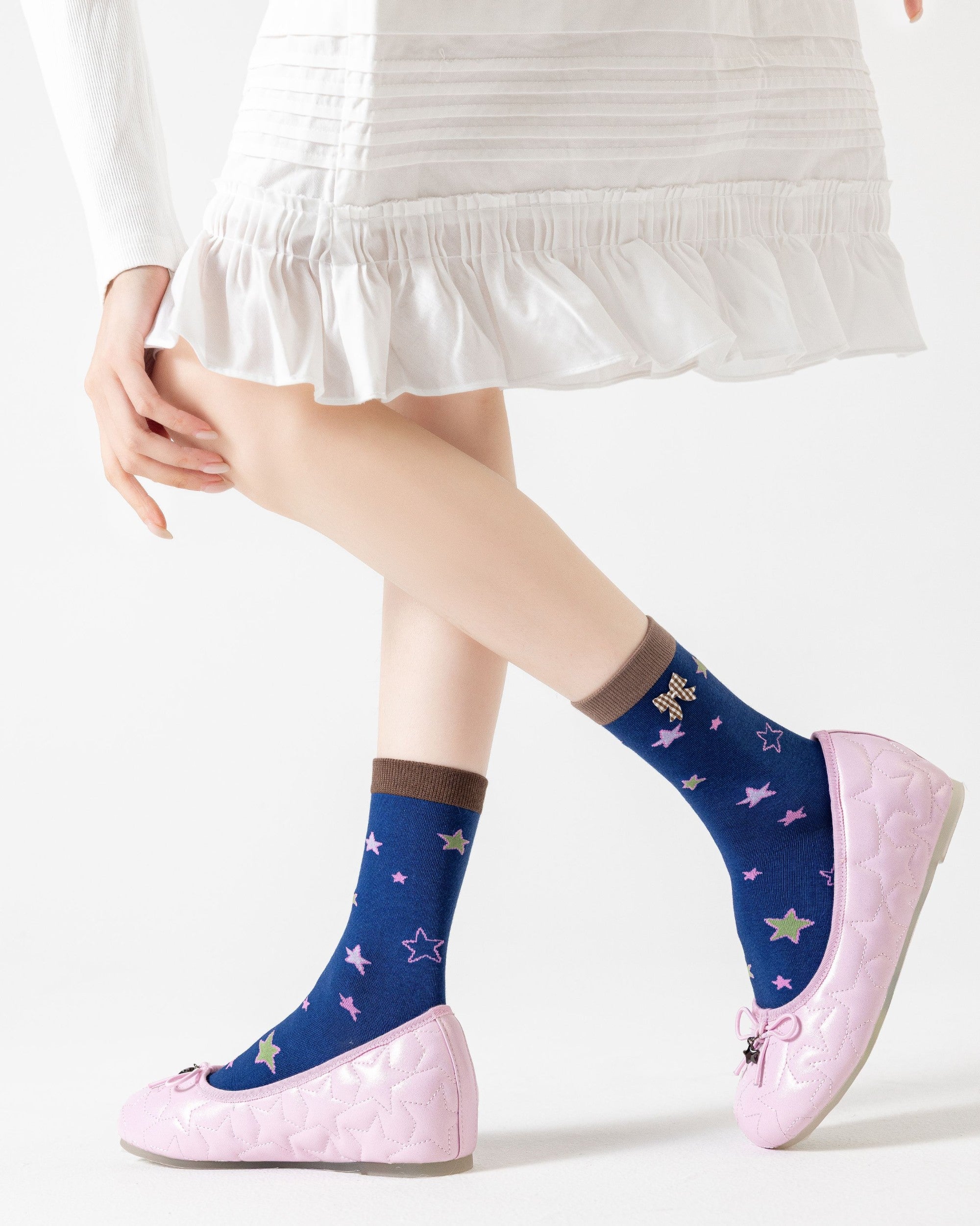 Bow Star Cotton Crew Socks Secondary image