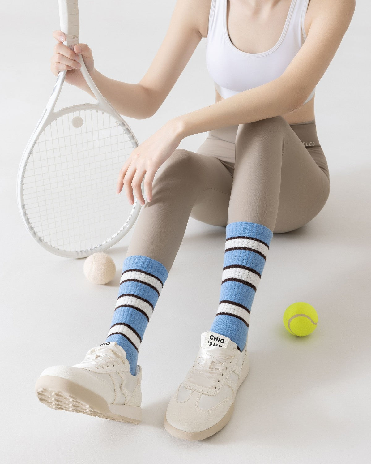 Bright Stripe Five Toe Compression Grip Socks サブ画像