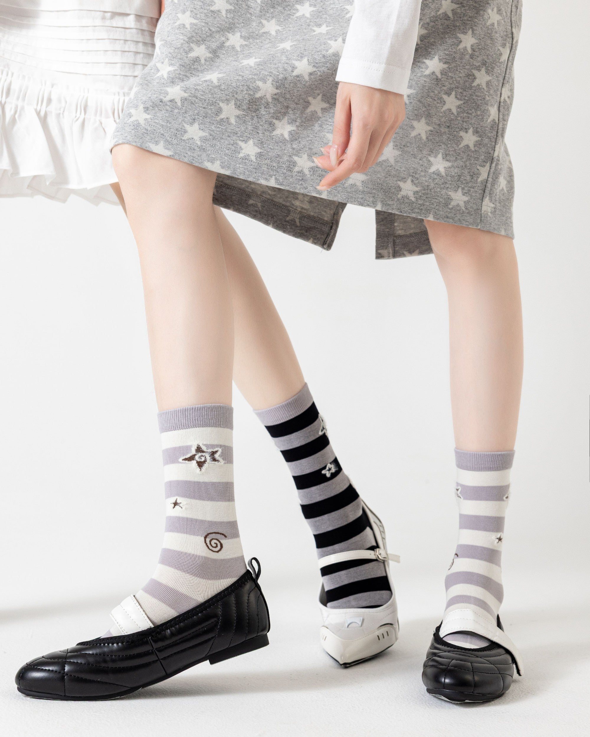 Celestial Stripe Cotton Crew Socks Main image