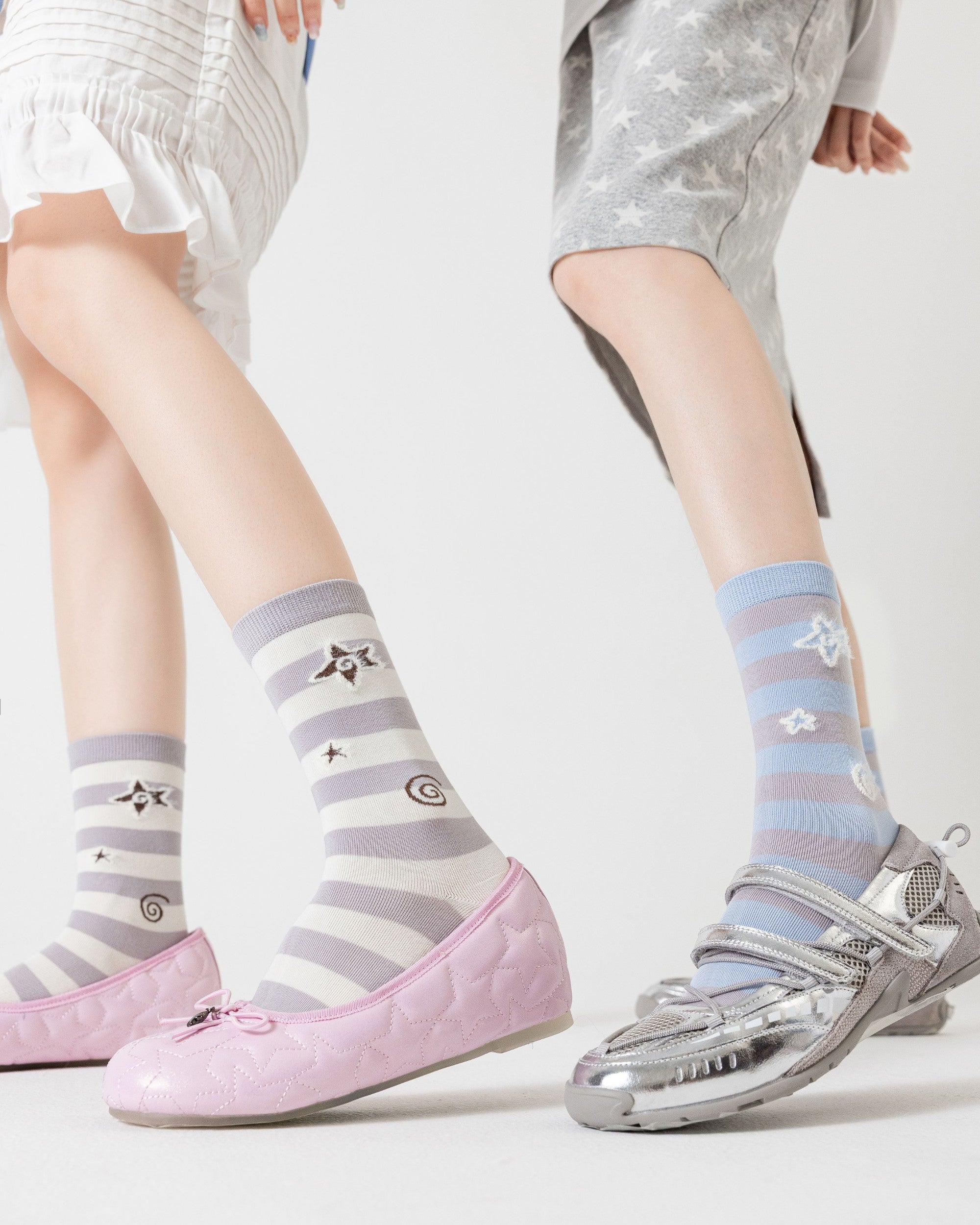 Celestial Stripe Cotton Crew Socks