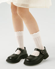 Children Mesh Cotton Crew Socks Hollow Pattern Crimping Cuff Thin Breathable