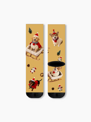 クリスマス コーギー クルー ソックス 3Dスター フェスティブ ホリデー キュートな犬 ソックス