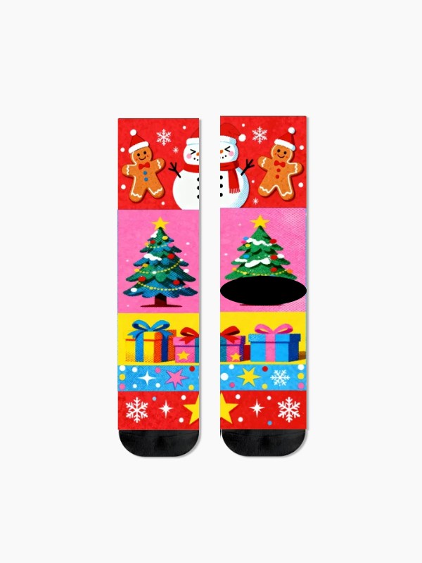 クリスマス ジンジャーブレッド クルーソックス フェスティブ ホリデー カートゥーンプリント ソックス