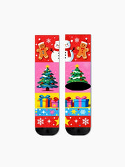 クリスマス ジンジャーブレッド クルーソックス フェスティブ ホリデー カートゥーンプリント ソックス