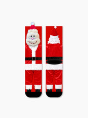 Christmas Santa Claus 3D Plush Crew Socks Cute Pom-Pom Santa Holiday Socks