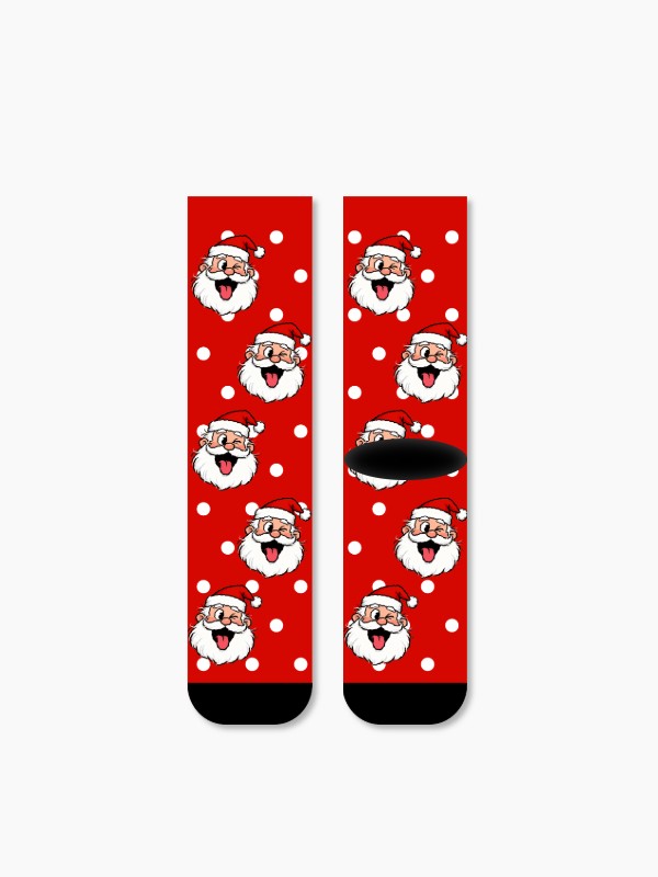 Christmas Santa Claus Face Crew Socks Cute Red Holiday All-Over Print