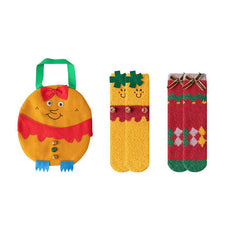 Sweetnana 2-Pack Christmas Tube Crew Socks for Women & Kids, Cozy Thickened Fuzzy Non-Slip Slipper Socks with Christmas Gift Bag, Perfect for Winter Warmth and Gifting