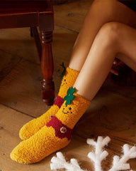 Gift Bag Set Women Kids Crew Socks Christmas Cozy Thick Fuzzy Non Slip Socks