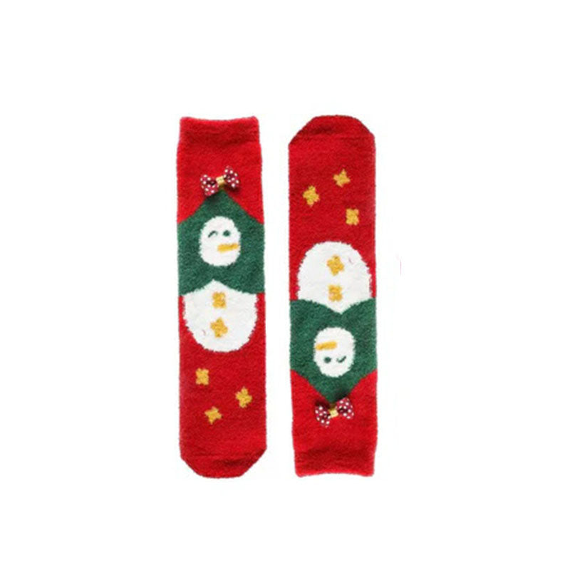 Sweetnana 女性 & 子供用クリスマスチューブクルーソックス、快適な厚手のふわふわソックス、完璧なホリデーギフト、暖かさと快適さのための超ソフトな冬用ストッキング