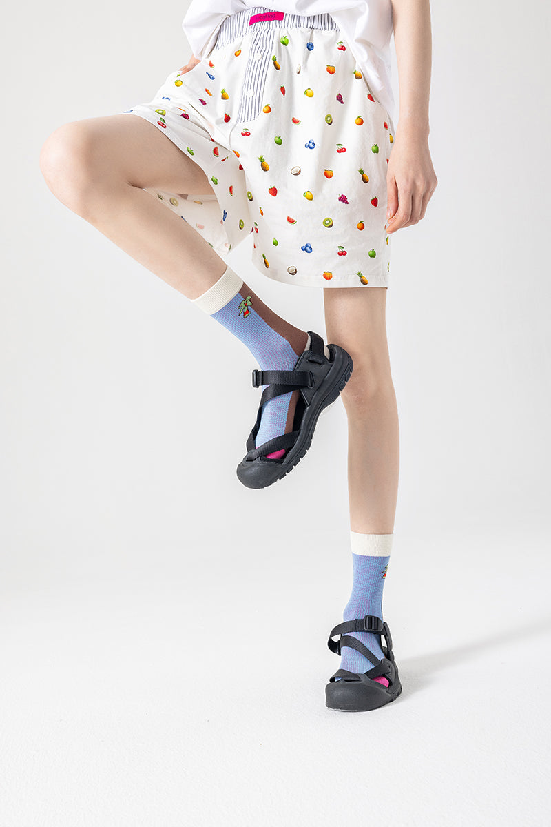 Women's Cotton Crew Socks Coconut Tree Series Cute Fashionable Kawaii