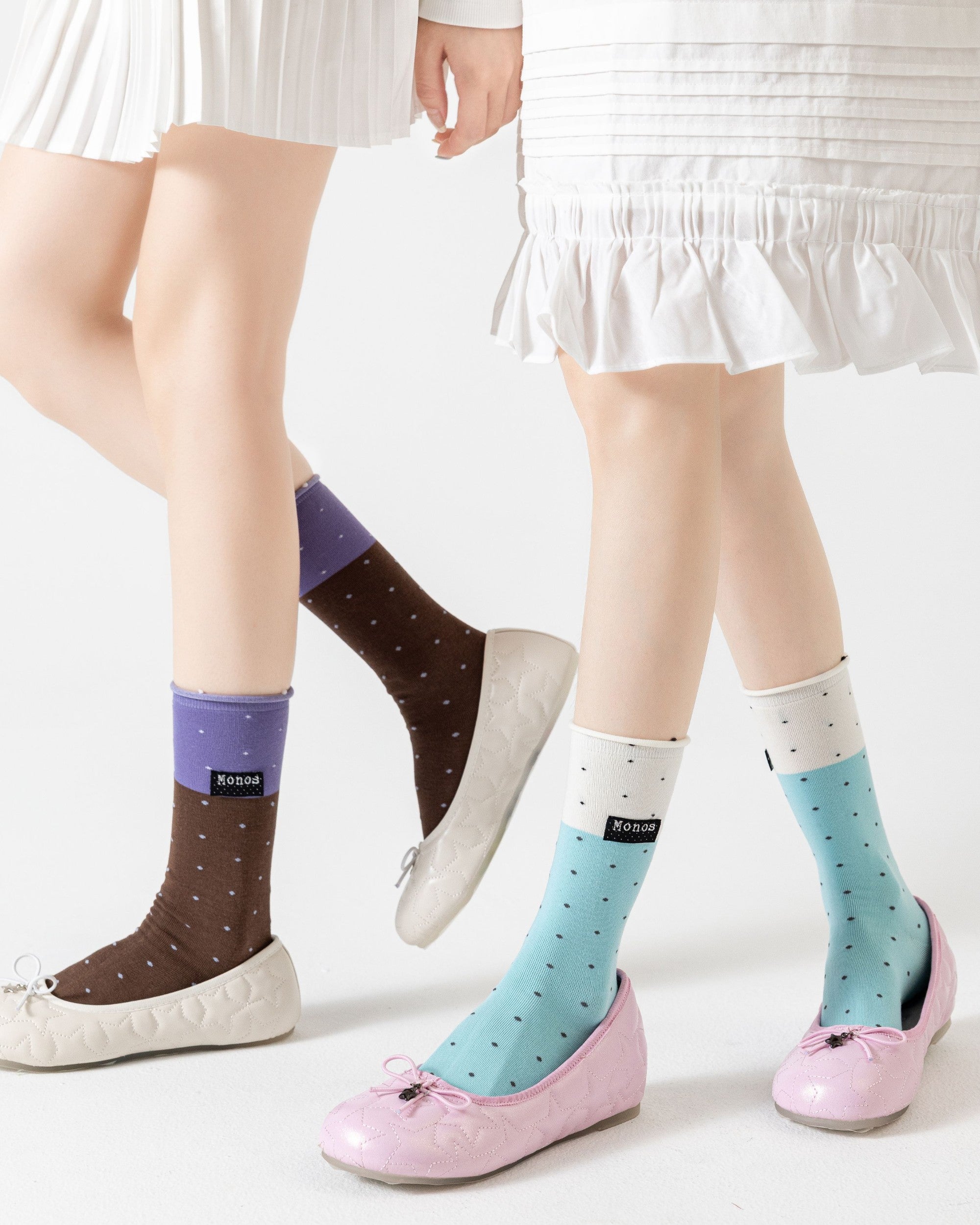 Color Block Polka Dot Cotton Crew Socks Main image